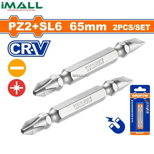 Bộ 2 Mũi bắt vít 2 đầu PZ2+SL6 65mm Wadfow WSV0K21
