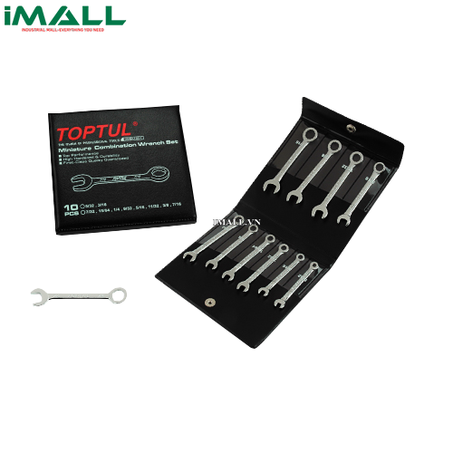 Bộ Cờ lê vòng miệng ngắn 10 món (AFAM: 5/32" ~ 7/16") TOPTUL GBBA1001