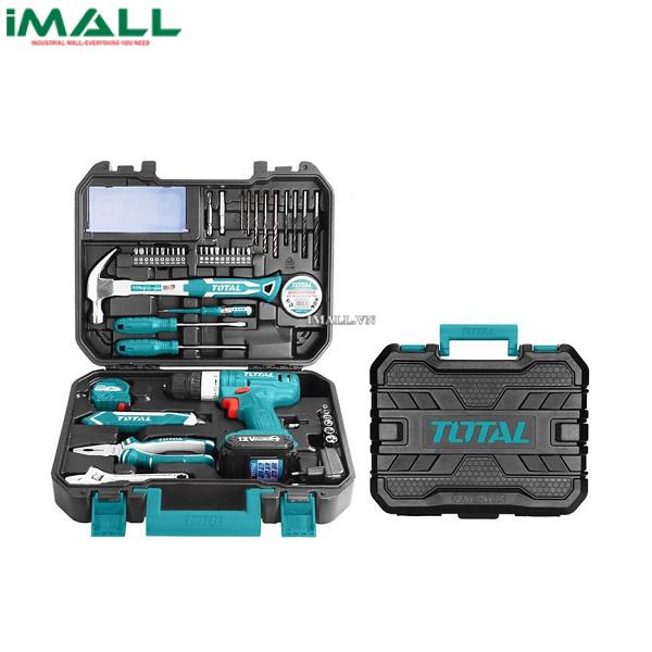 Máy khoan vặn vít dùng pin và bộ đồ nghề 127 chi tiết Total THKTHP11272 (12V )