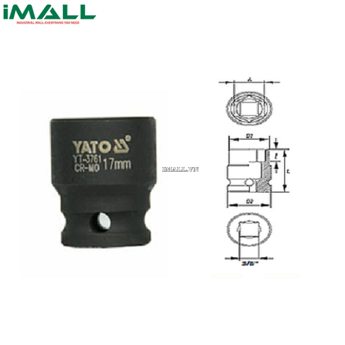 Khẩu rời Yato YT-3766 (3/8", 22mm)