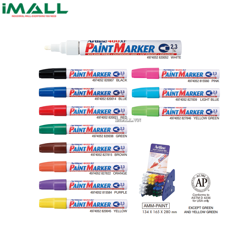 Bút sơn công nghiệp màu xanh lá Artline 400XF PAINT MARKER EK-400XF (2.3mm)