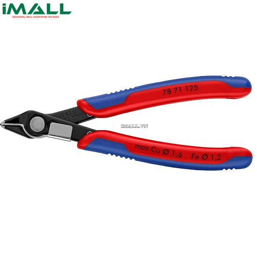 Kìm Cắt Linh Kiện Super Knips® Lưỡi 64 HRC, cắt dây Ø 0.2-1.6 mm Cỡ Cữ Giữ Knipex 78 71 125