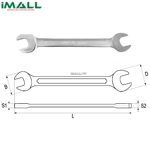 Cờ lê 2 đầu miệng loại dài hệ mét Yato YT-0122 (19x22mm)