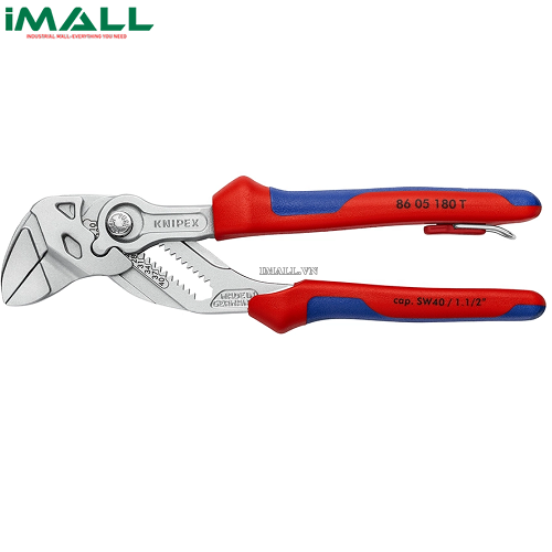 Kìm Mỏ Lết Dài 180mm Mở Đến 40mm Có Móc Treo Knipex 86 05 180 T BK