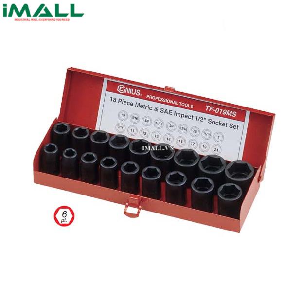 Bộ Khẩu 1/2" GENIUS TF-019MS (18 Chiếc 11mm~21mm Và 7/16"~1")