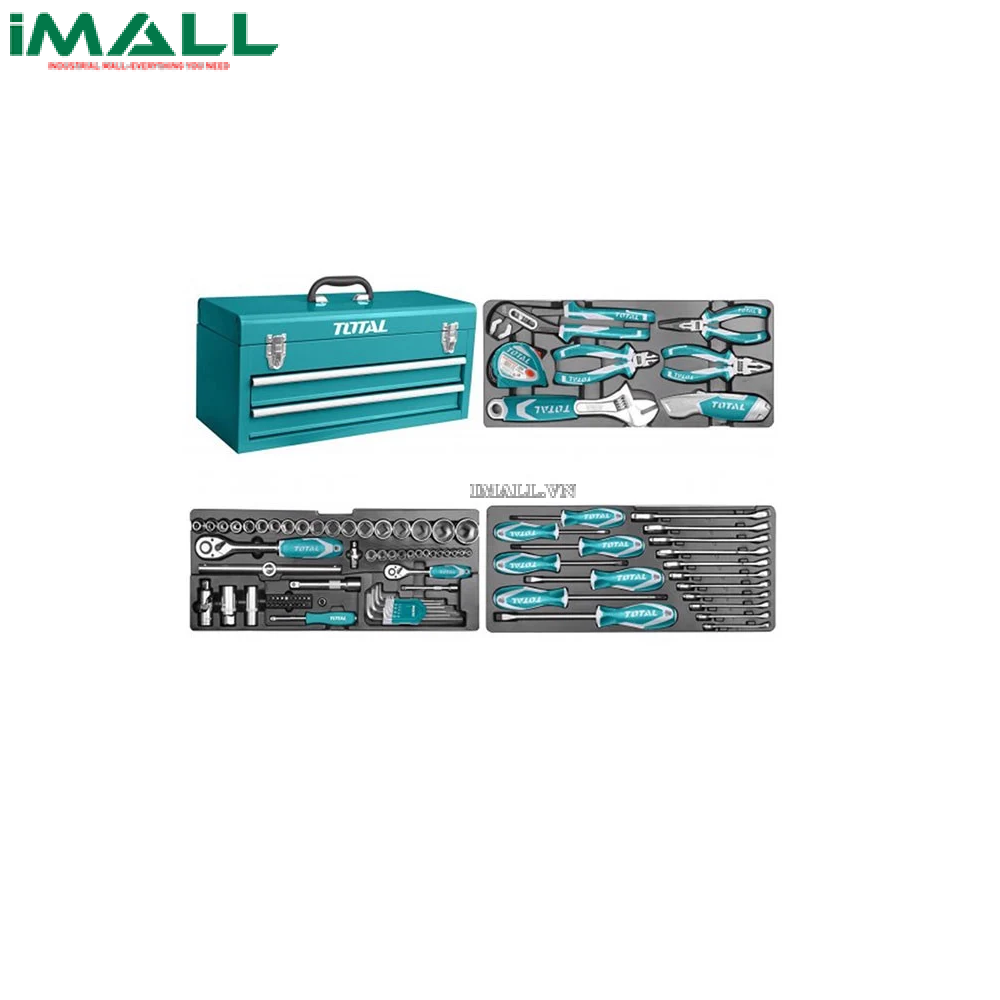Bộ đồ nghề đựng trong hộp sắt 59 chi tiết Total THPTCS70971