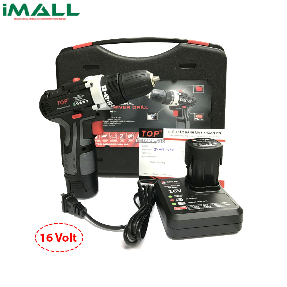 Máy khoan bắt vít dùng pin 16V TOP BT415-16V