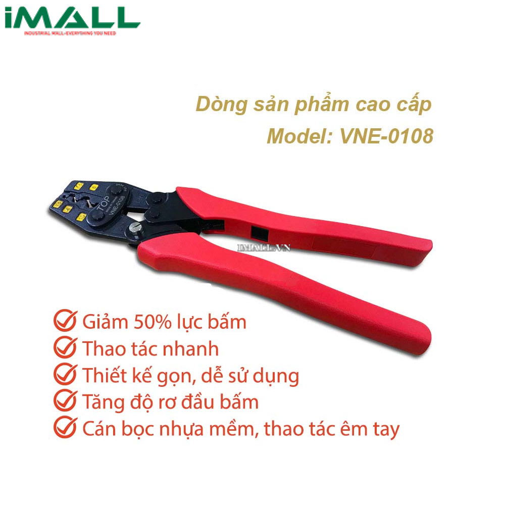 Kìm bấm cosse trợ lực số 8 TOP VNE-0108 (JIS 1.25 ~ 8 / DIN 1.5 - 10 MM2)
