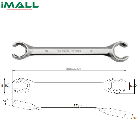 Cờ lê 2 đầu miệng loe mở đai ốc Yato YT-0135 (8x10mm)