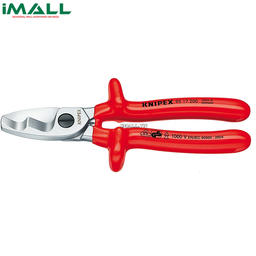Kìm Cắt Cáp Điện cách điện 1000V Cán Đúc Ø20mm Knipex 95 17 200