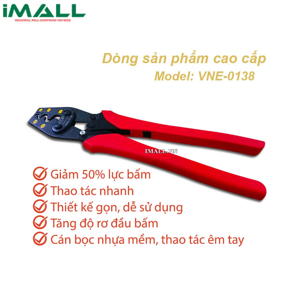Kìm bấm cosse trợ lực số 38 TOP VNE-0138 (JIS 5.5 ~ 38 / DIN 6 ~ 50 MM2)